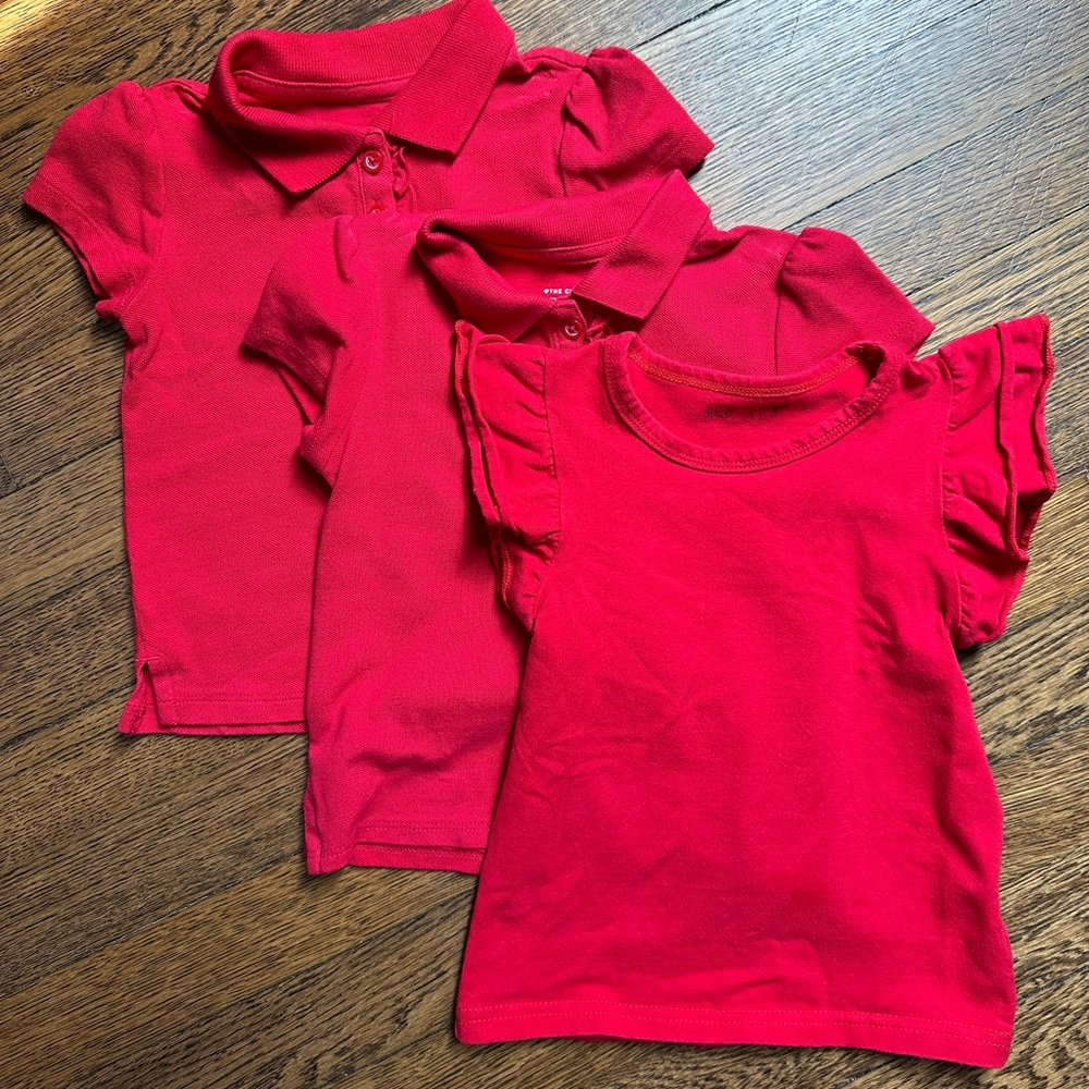 Red polo shirts and ruffle shirt set - 2T